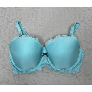 Victoria Secret Dream Angels Lined Demi T-Shirt Blue Lace Bra 34DD Swift Lover